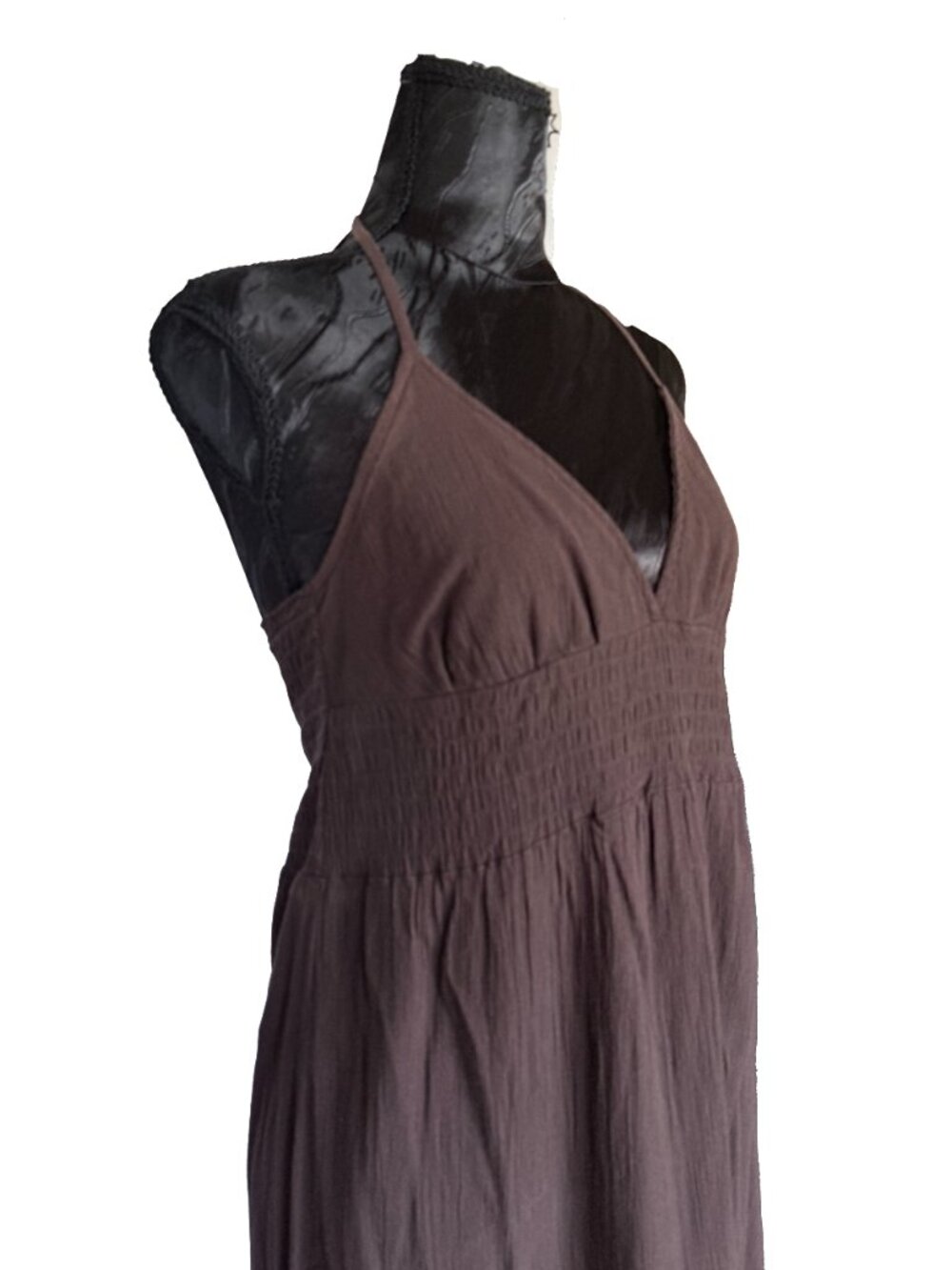 🤎 Vintage GapBody Chocolate Brown Cotton Halter Maxi Dress - Size S
